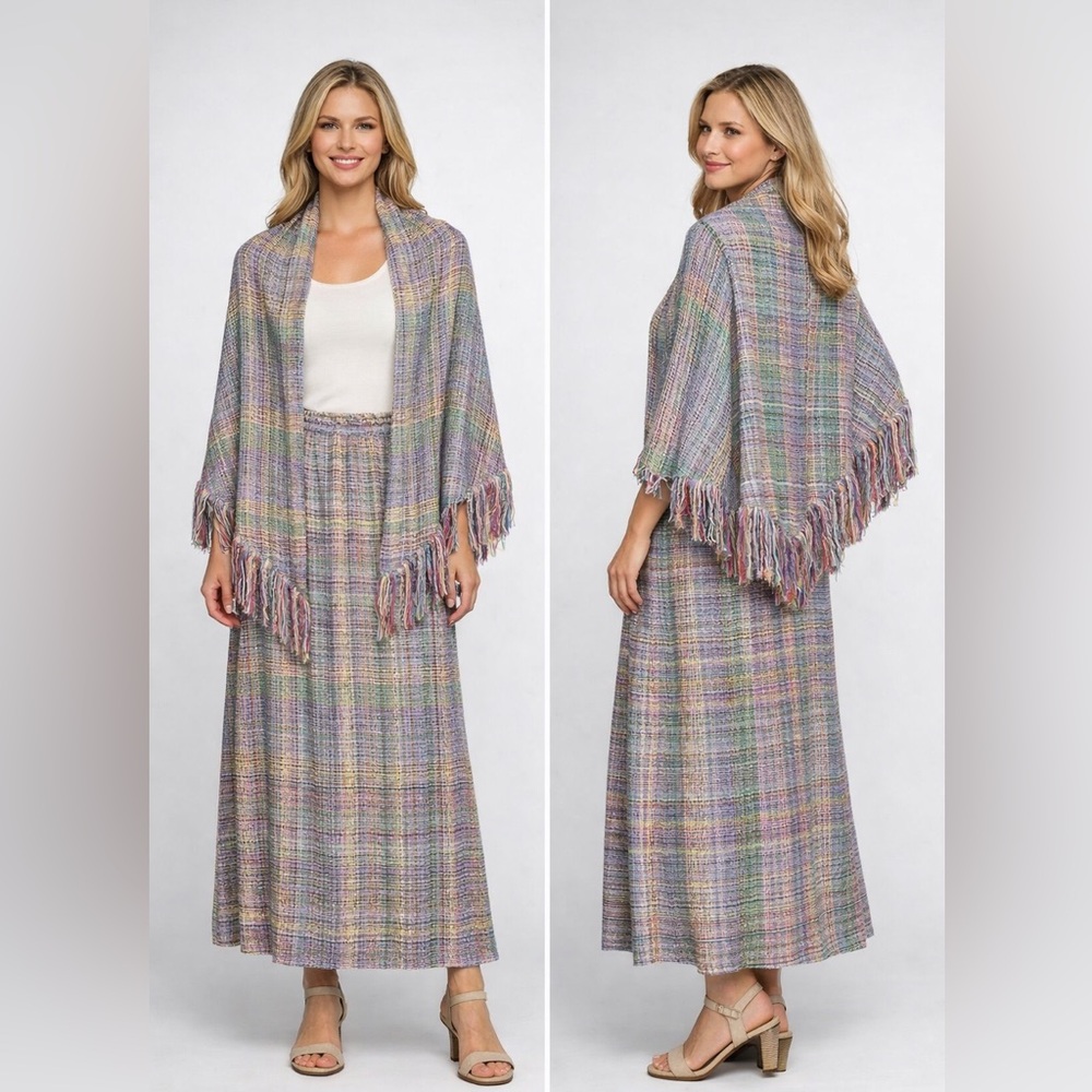 Hand Woven Fringe Shawl and Skirt Set Size XLby Gene Stucky